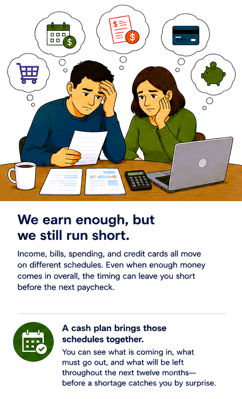 We earn enough, but we still run short.