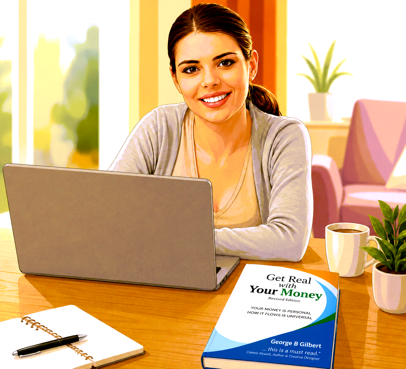 Woman studying cash plan